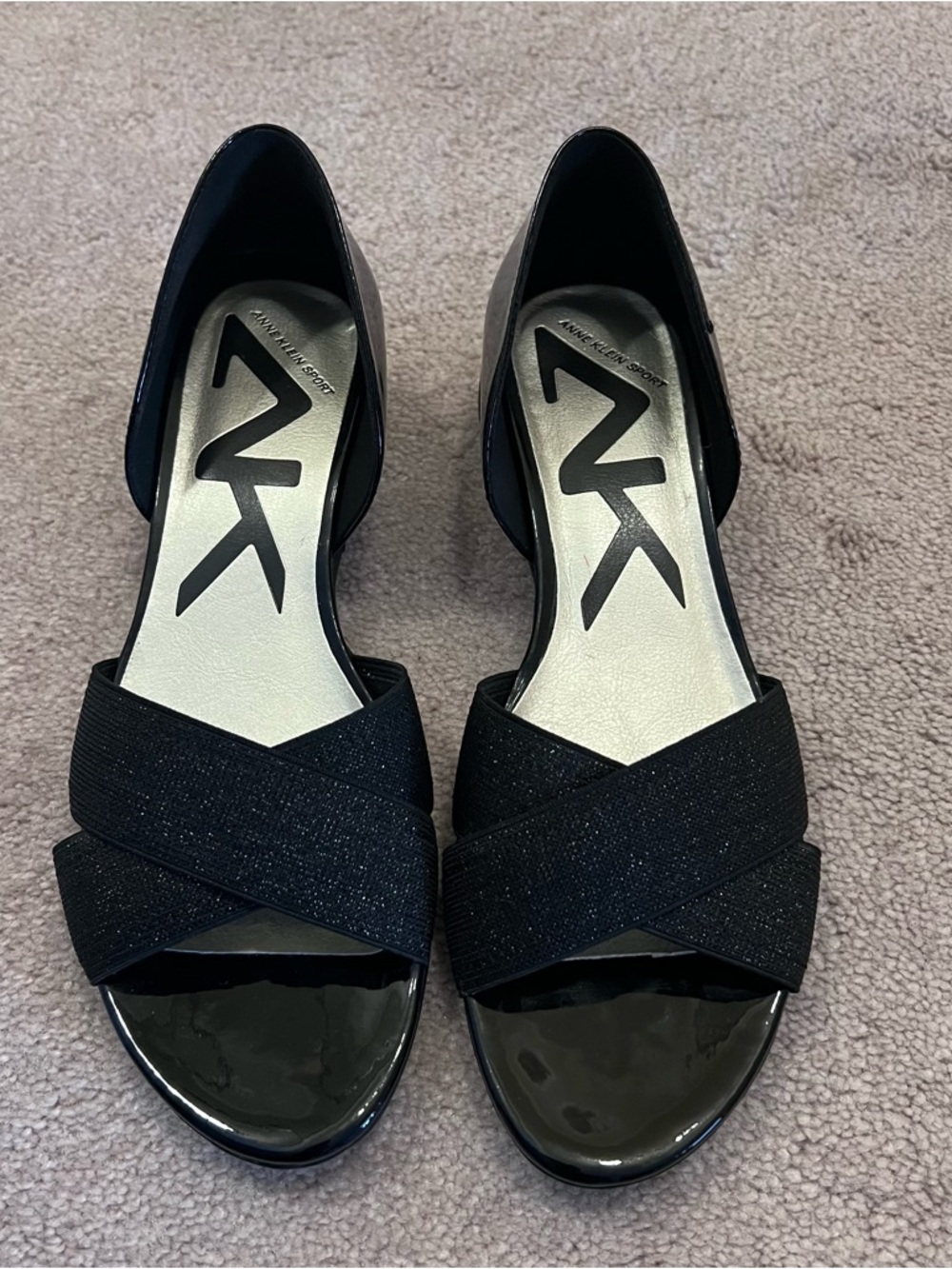 Anne Klein Sport Black Crisscross Sandals
